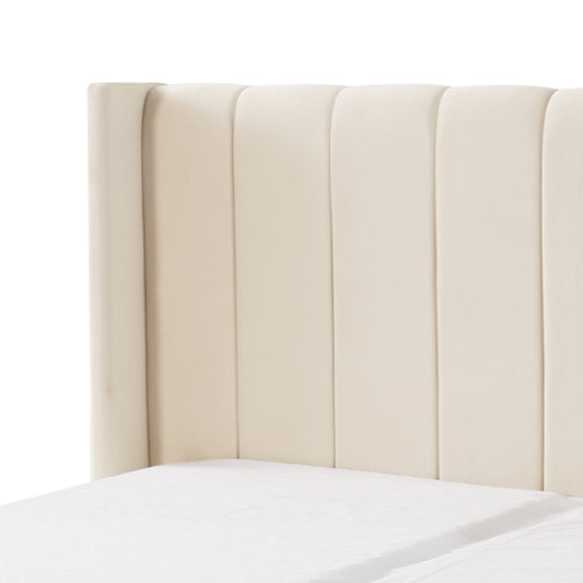 Beige Velve Queen Size Bed - PEIYITAO FURNITURE 
