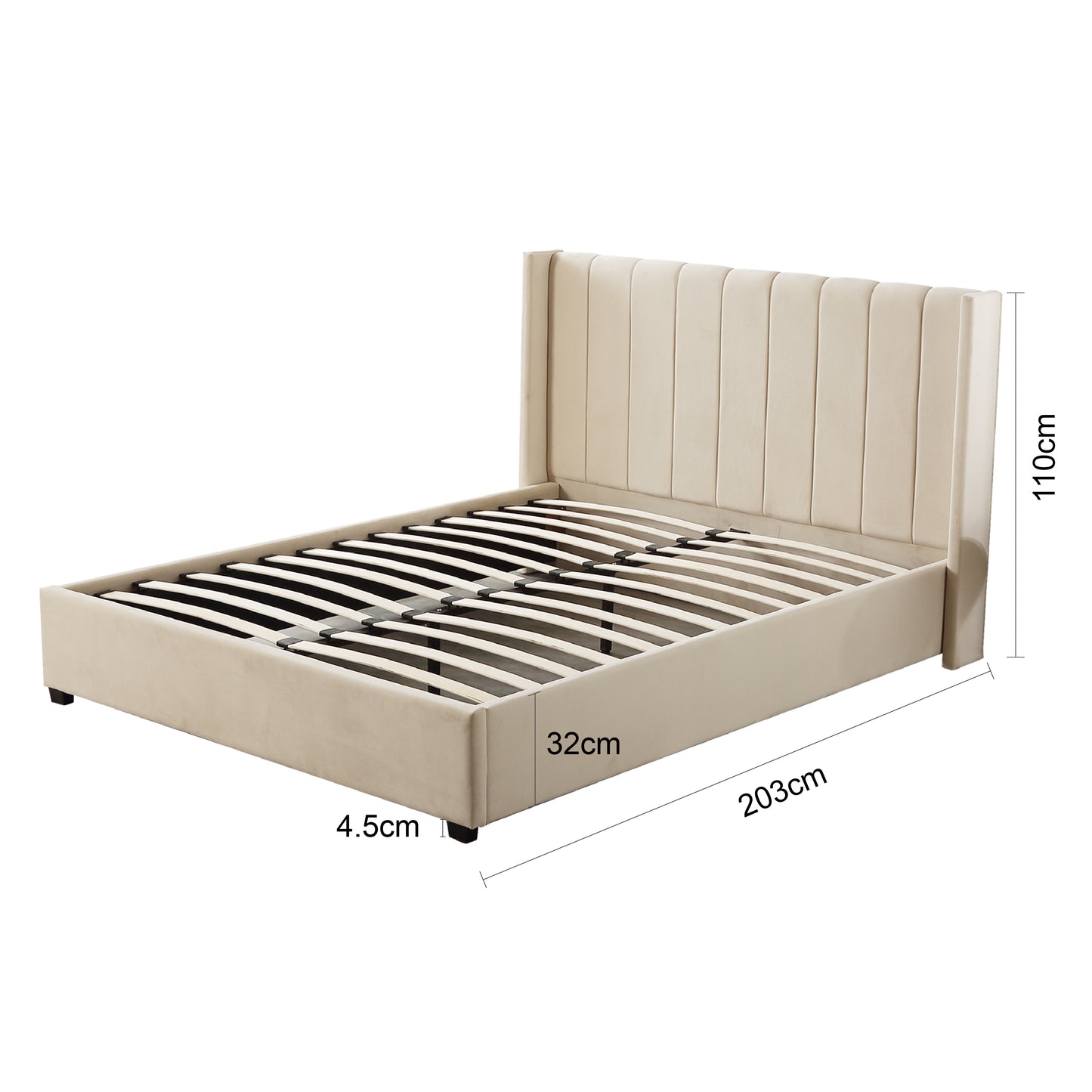 Beige Velve Queen Size Bed - PEIYITAO FURNITURE 