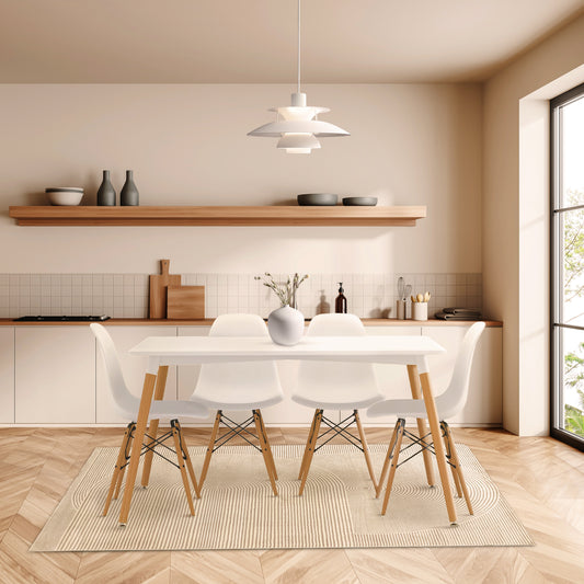 Contemporary White Dining Table and Chairs - PEIYITAO FURNITURE
