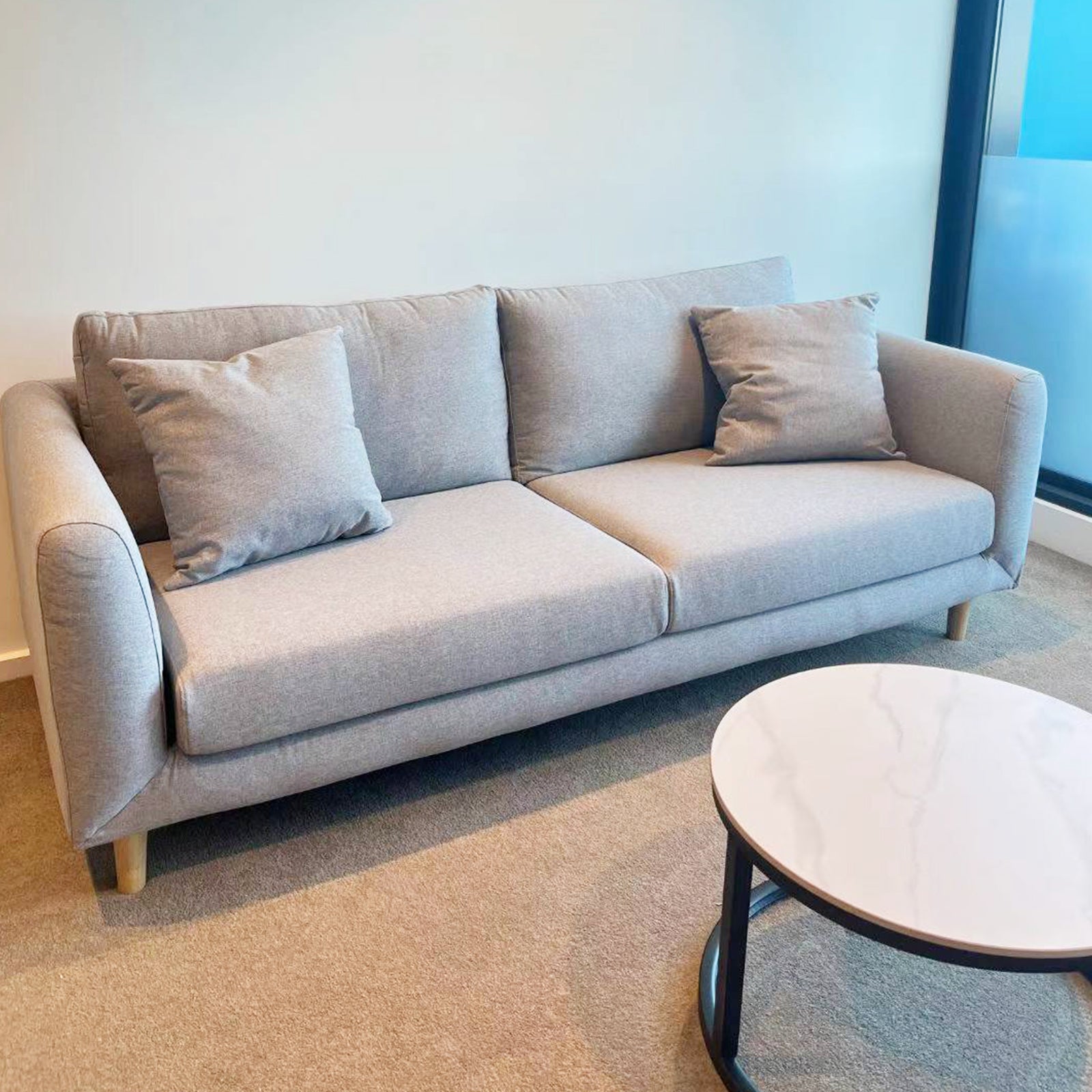 Elegant White/Grey Sofa - PEIYITAO FURNITURE 