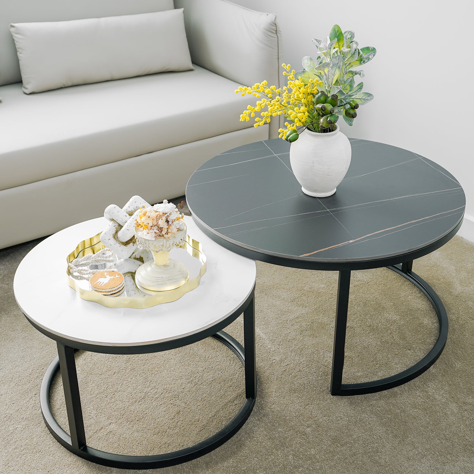 Stone Coffee Table Set - PEIYITAO FURNITURE 
